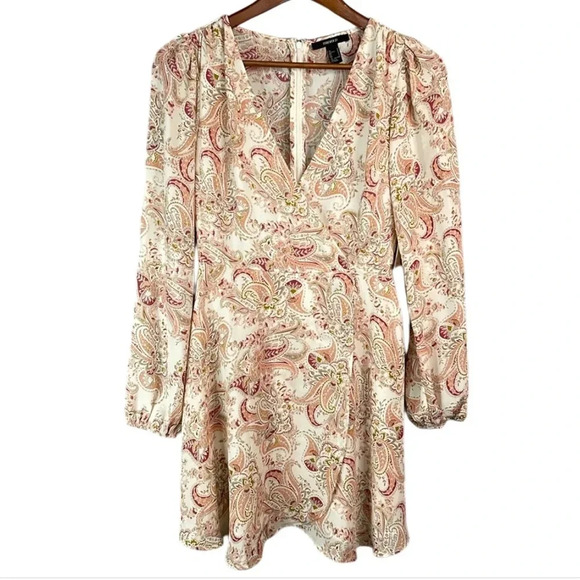 FOREVER 21 NWT Floral Paisley Print Chiffon Faux Wrap Dress Resort Collection S - Picture 2 of 14
